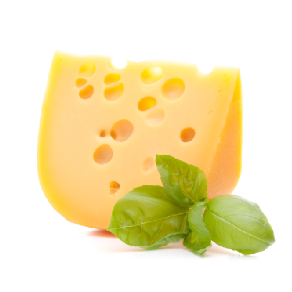 Slice of cheese on a white background